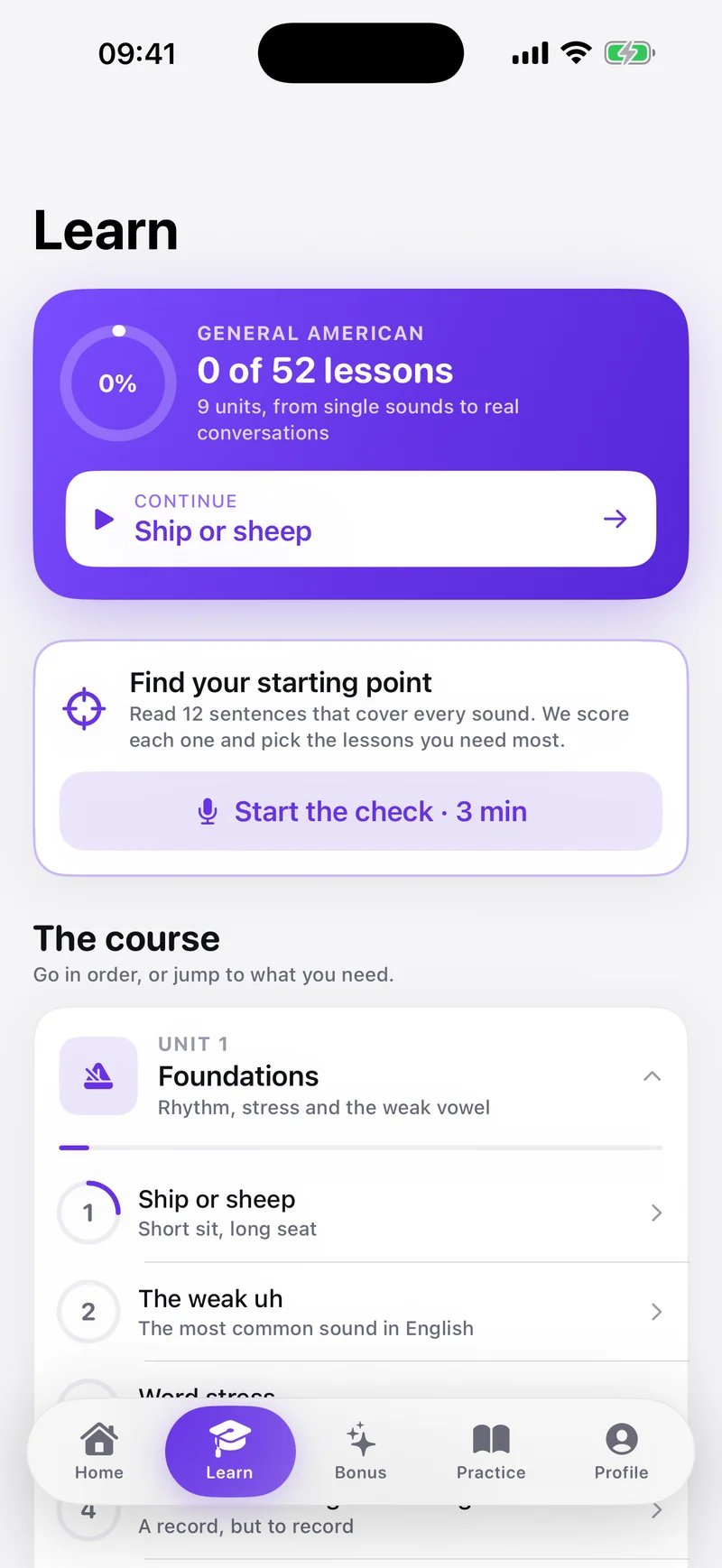 The course: 52 lessons and a placement check